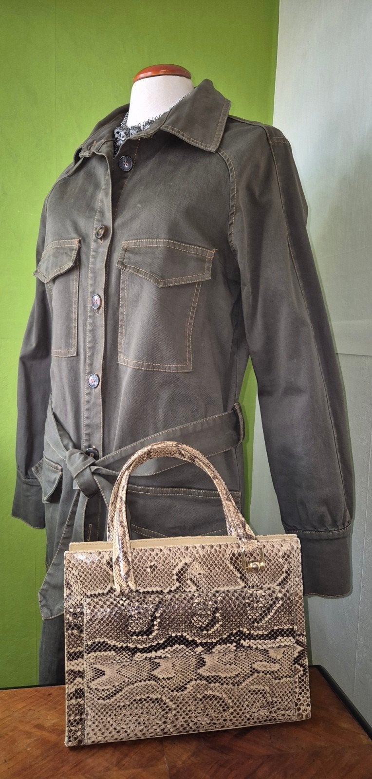 Sac à main vintage en python, Enlèvement ou Envoi, Sac à main