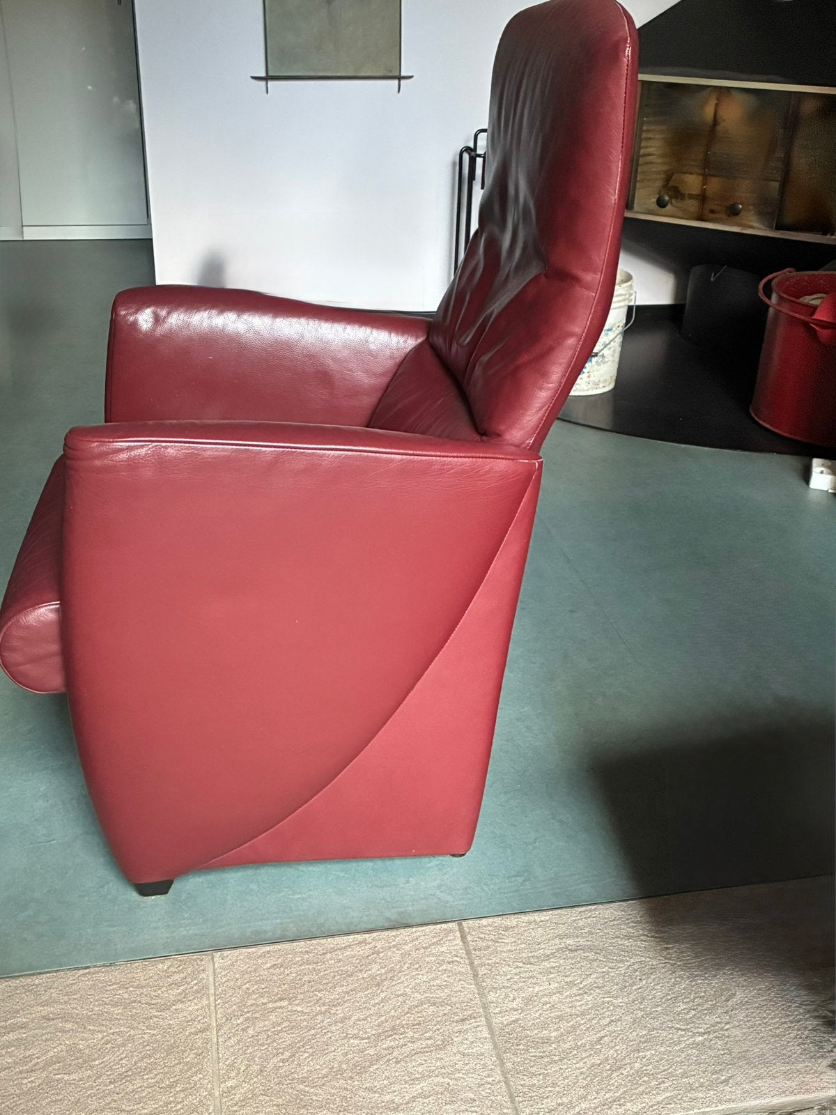 Deux sièges JORI Vince en cuir bordeaux, Moins de 75 cm, Design, Comme neuf, Enlèvement