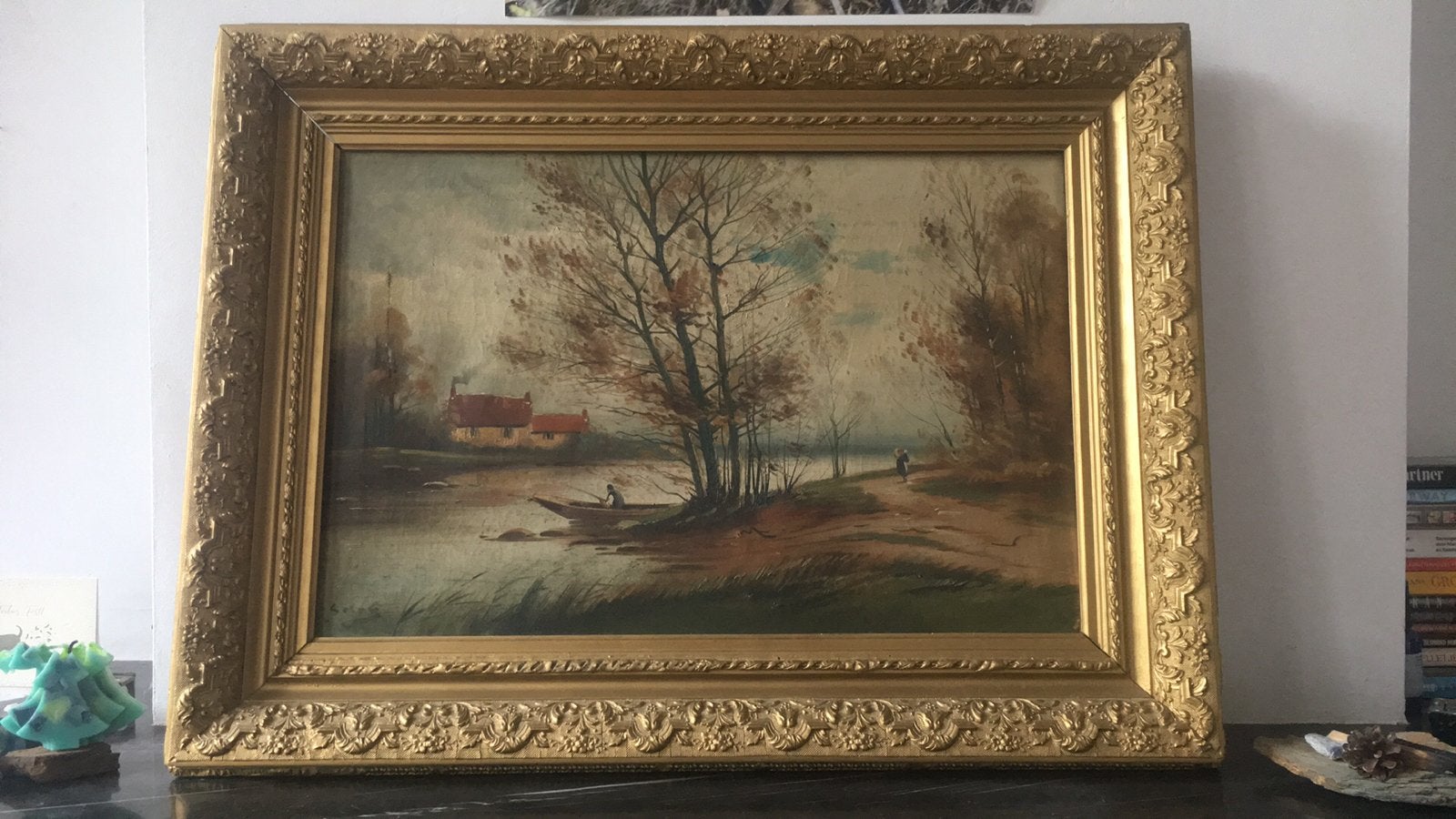 Schilderij in houten kader, Ophalen of Verzenden