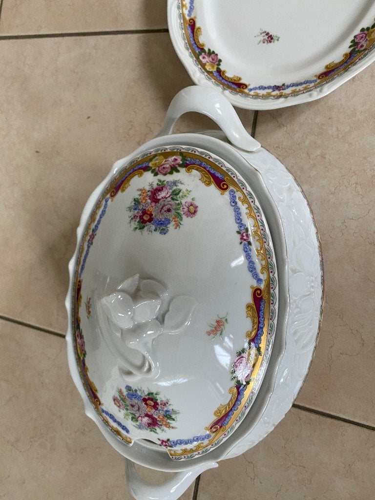Limoges porseleinen soepterrine met serveerschaal, Ophalen of Verzenden