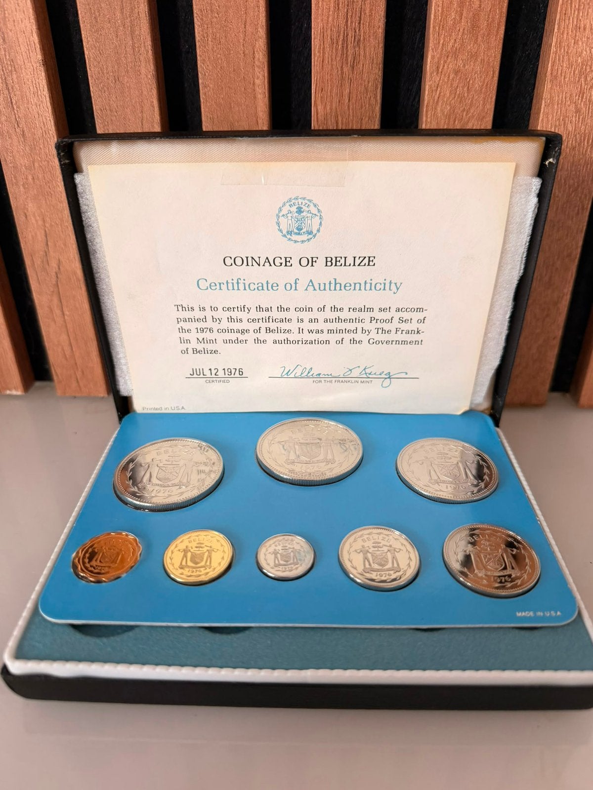 Coffret officiel Belize 1976 Proof Set – Franklin Mint –, Enlèvement ou Envoi