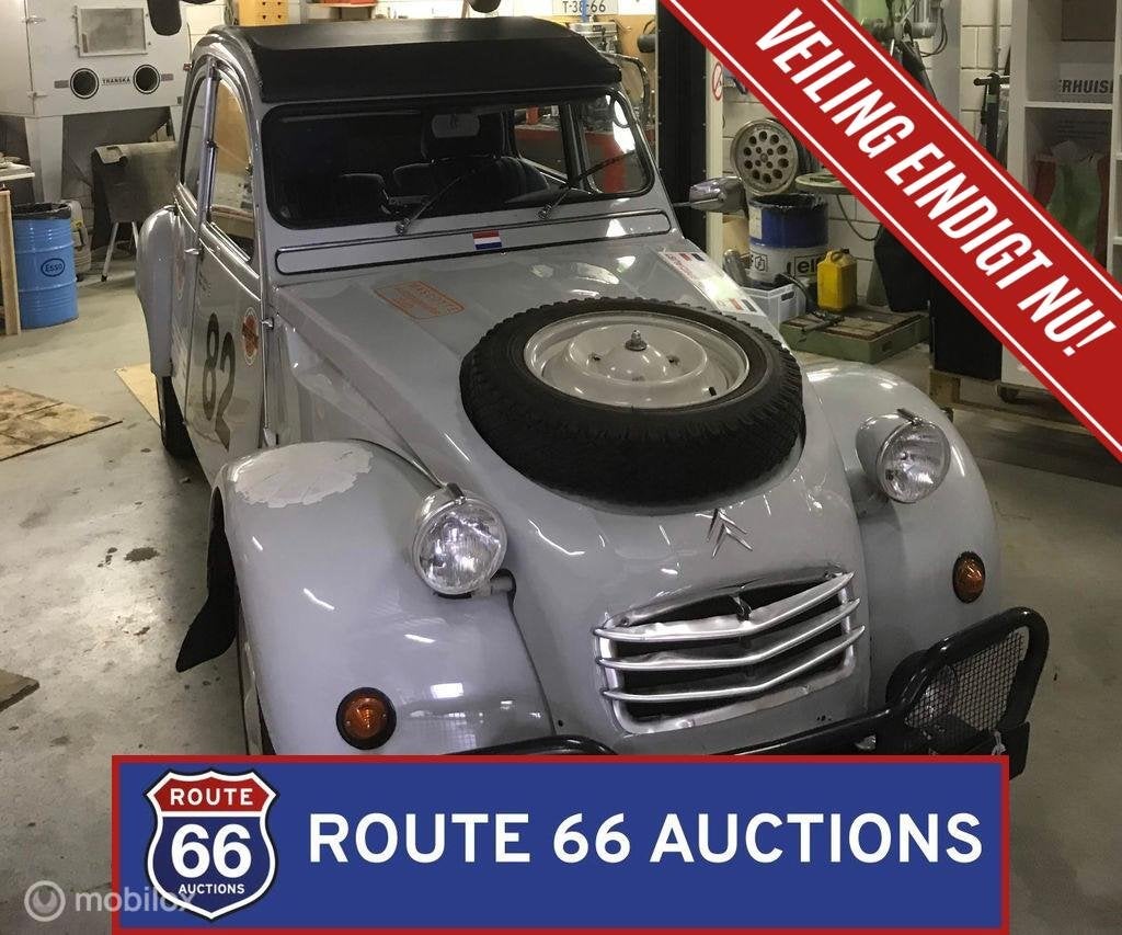 Citroën 2CV | 1966 | Route 66 Auctions, Auto's, Oldtimers, Citroën, Zwart, Bedrijf, Handgeschakeld