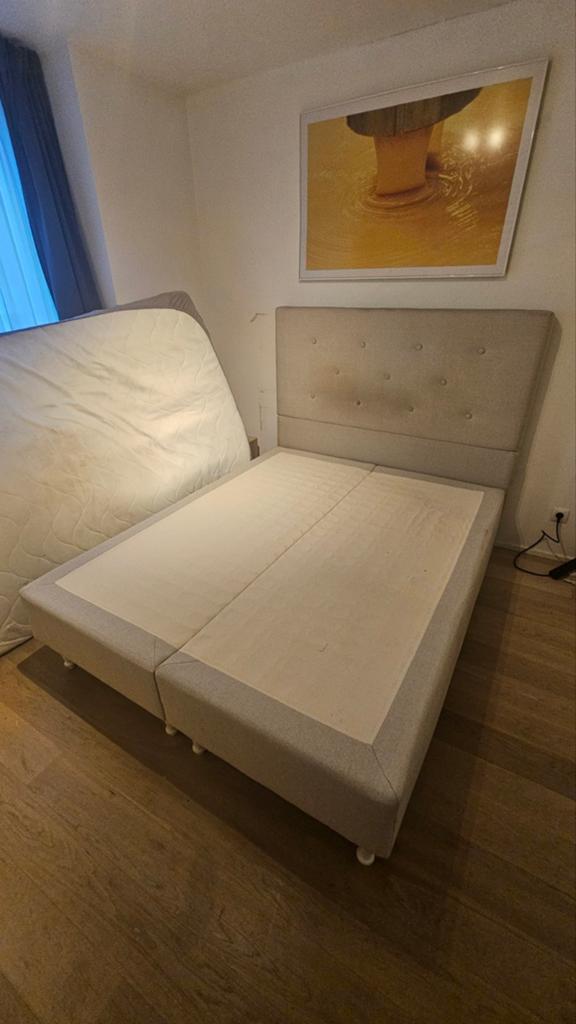 Boxspringbed/boxspringbed 160x200, Ophalen, Tweepersoons, 200 cm, Grijs