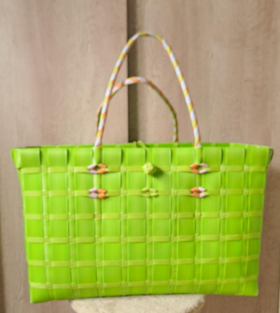 Grand sac cabas tressé (neuf), Enlèvement, Neuf, Vert