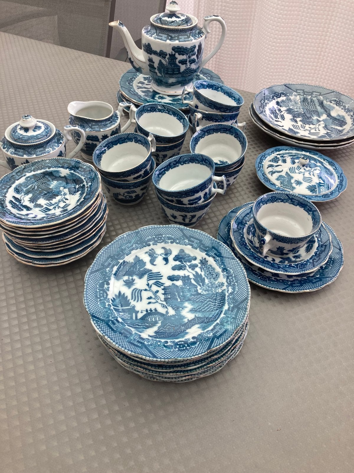Blauw sebies met chinese tekeningen., Ophalen