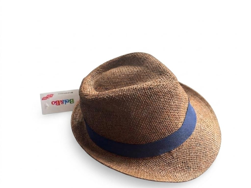 Nouveau chapeau de paille Bel&Bo — Taille 58 — Beige avec ba, Enlèvement