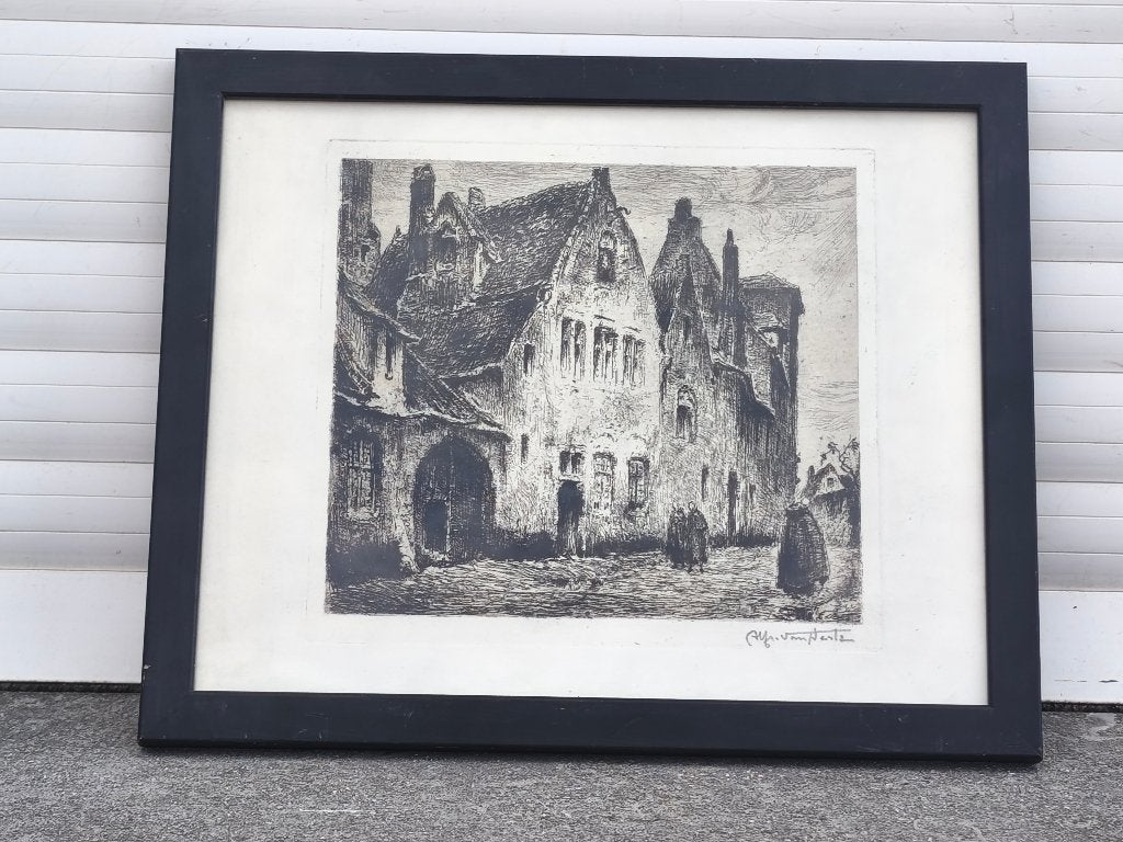 Gravure signe Alfred van neste, Enlèvement ou Envoi, Gravure