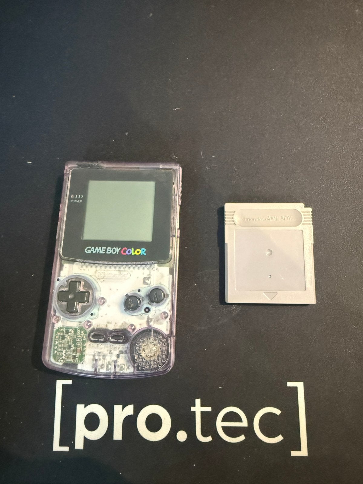 Gameboy Color Clear Purple + Jeu Mystère, Enlèvement, Utilisé, Game Boy Color, Avec jeux
