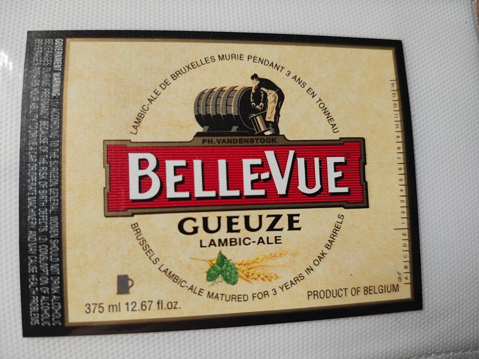 Étiquette de bière : GUEUZE Belle-Vue PH. Vandenstock, Enlèvement ou Envoi, Neuf, Autres marques