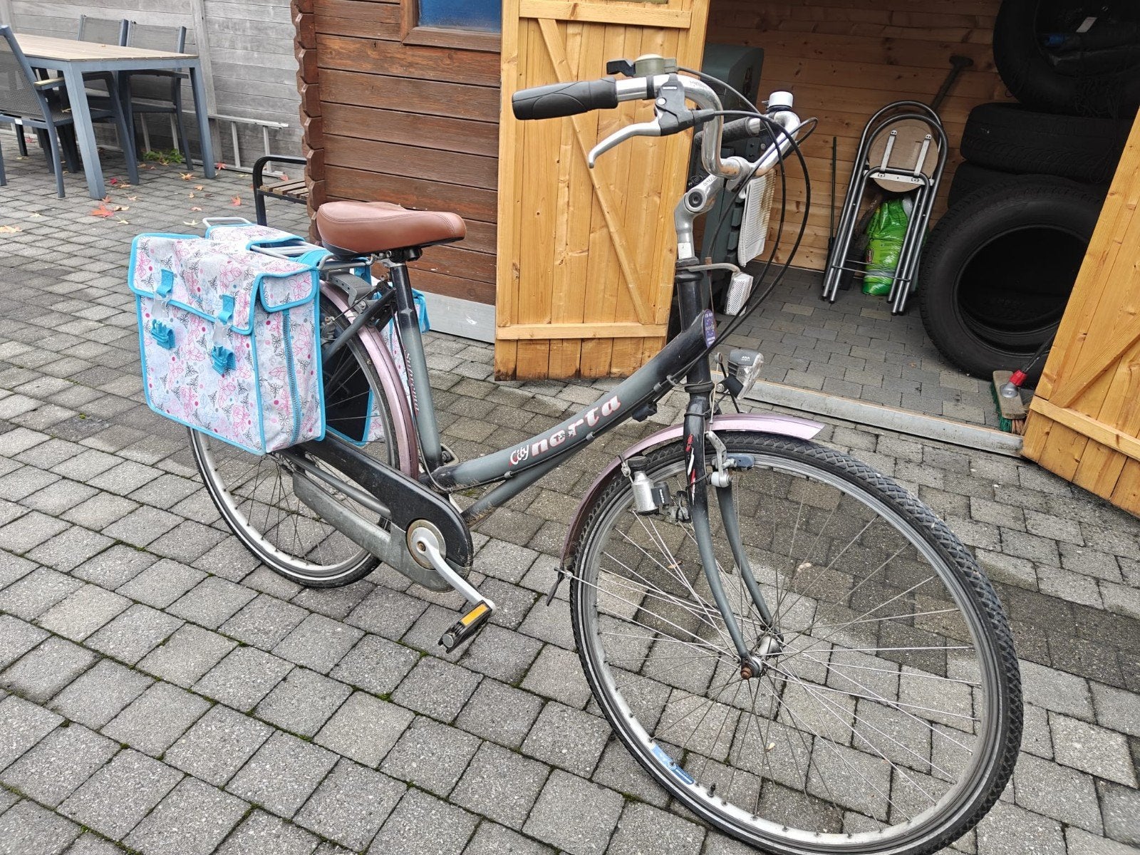 Norta damesfiets met de fietszakken erbij, Gebruikt, Versnellingen, Schijfrem, Ophalen