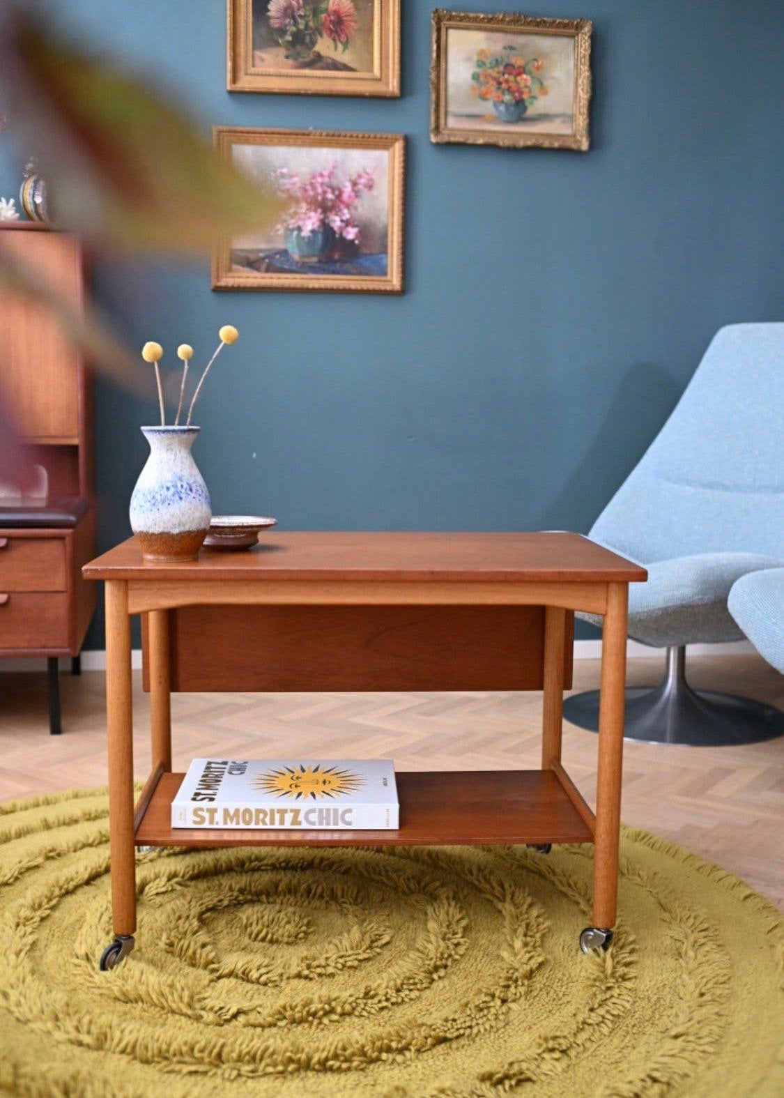 Zweedse vintage/bijzettafel/salontafel Poul Volther /Gemla, Ophalen, Gebruikt, Zweeds Design
