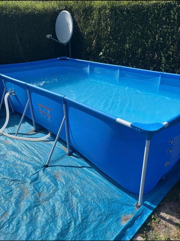 Grande piscine tubulaire avec bâche à bulles, Jardin & Terrasse, Enlèvement, Comme neuf, Rectangulaire, Piscines hors sol