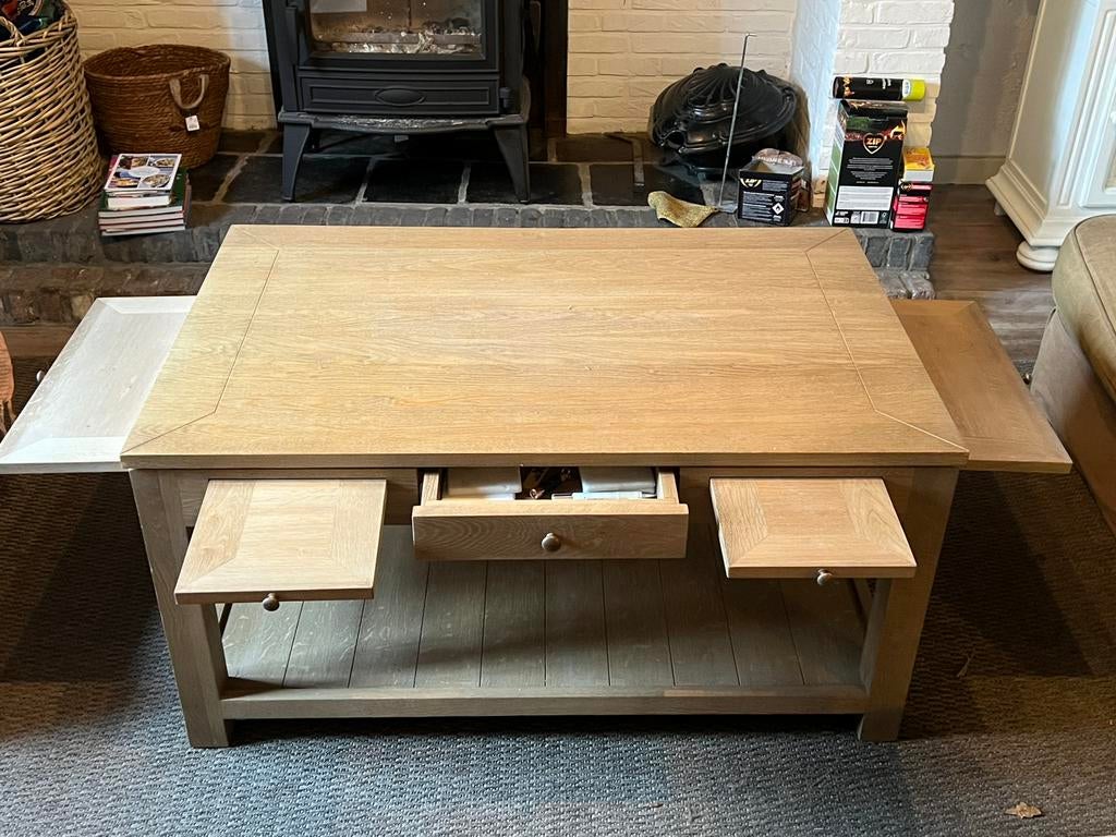 Eiken tafel handgemaakt, Huis en Inrichting, Tafels | Salontafels, Ophalen, Zo goed als nieuw, Eikenhout