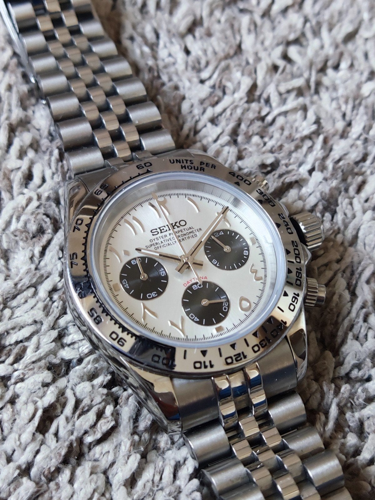 Montre chronographe Seiko - 39 mm, Montre-bracelet, Seiko, Enlèvement ou Envoi, Acier