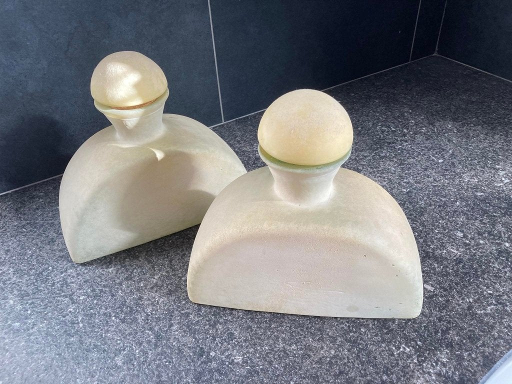 2 prachtige badkamer vazen, Ophalen, Zo goed als nieuw, Met deksel, Glas