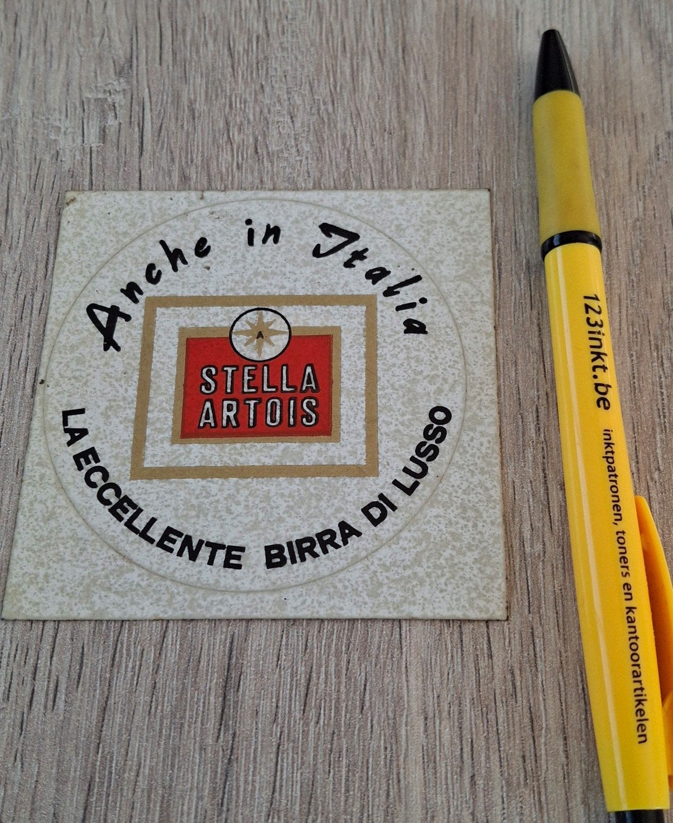 Vintage sticker Bier merk Stella Artois Italië, Ophalen of Verzenden, Zo goed als nieuw, Merk