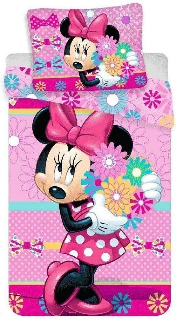 Minnie Mouse Dekbedovertrek 140 X 200 cm - Bouquet - Disney, Meisje, Nieuw, Ophalen of Verzenden, Dubbelzijdig