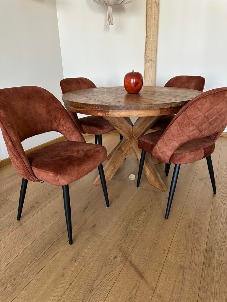 Table 100% en bois avec 4 chaises, Huis en Inrichting, Complete eetkamers, Ophalen, Zo goed als nieuw