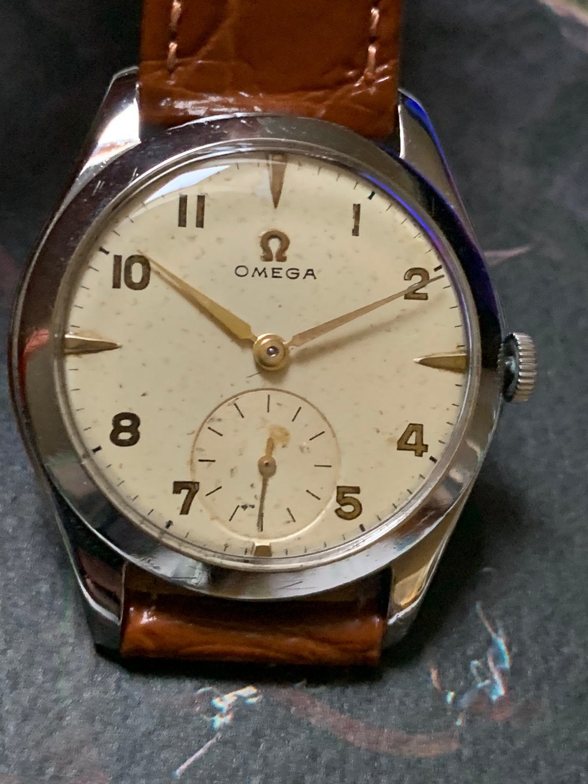 Vintage Omega 2489-2 (36mm) – Cal. 260 – 1947 – Gereviseerd!, Handtassen en Accessoires, Horloges | Antiek, Ophalen of Verzenden