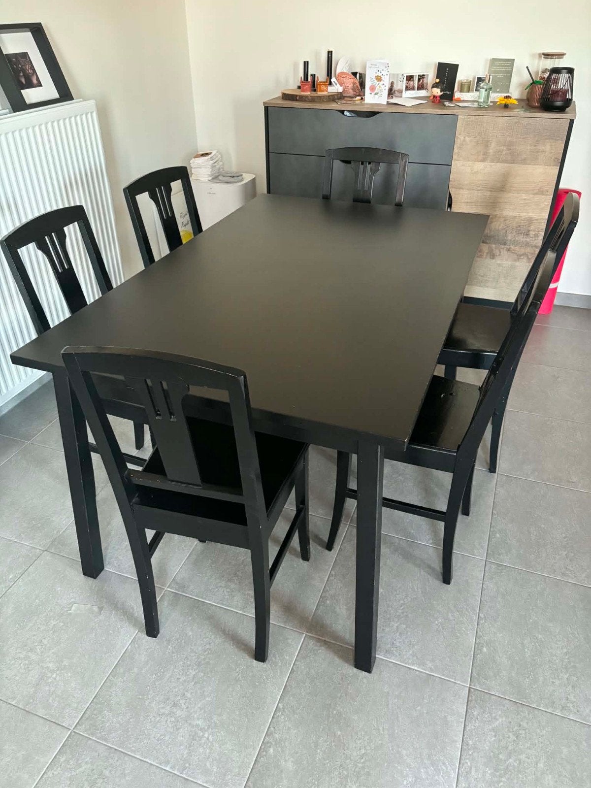 tafel en 6 stoelen, Ophalen, Gebruikt, 50 tot 100 cm, Vijf personen of meer