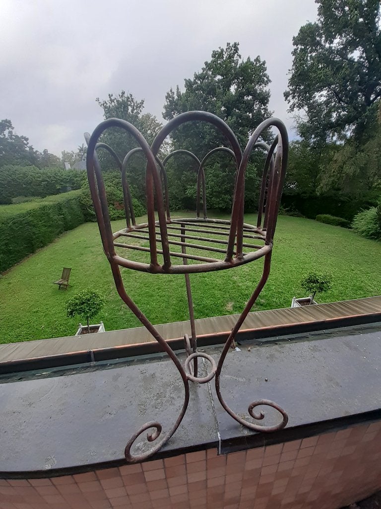 Jardinière ancienne en fer forgé, Intérieur, Rond, Comme neuf, 30 à 60 cm