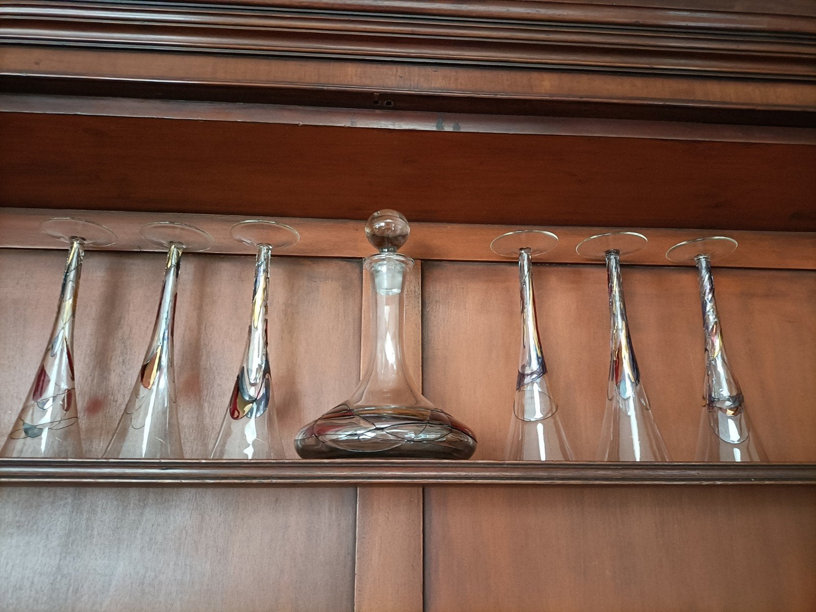 handgeblazen karaf met 6 champagneglazen, Ophalen