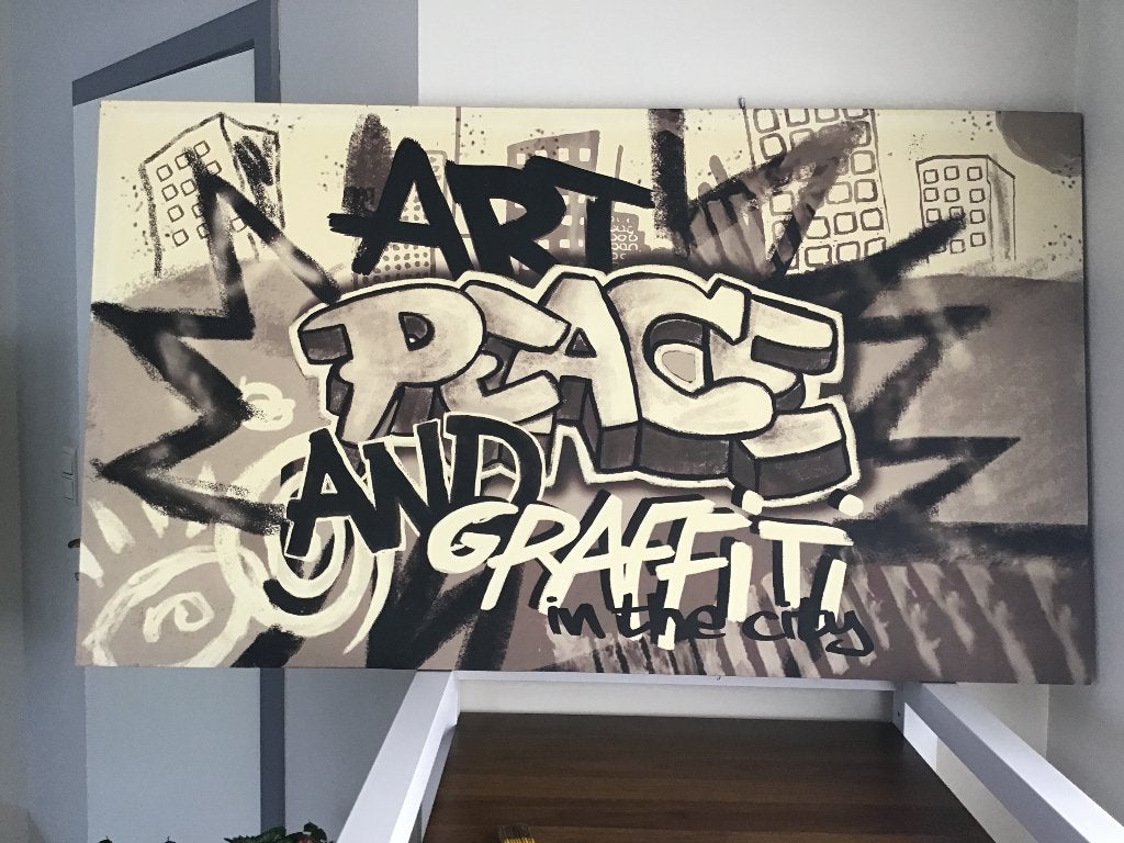 Canvas Graffiti., Ophalen, Zo goed als nieuw, 140 cm, 80 cm