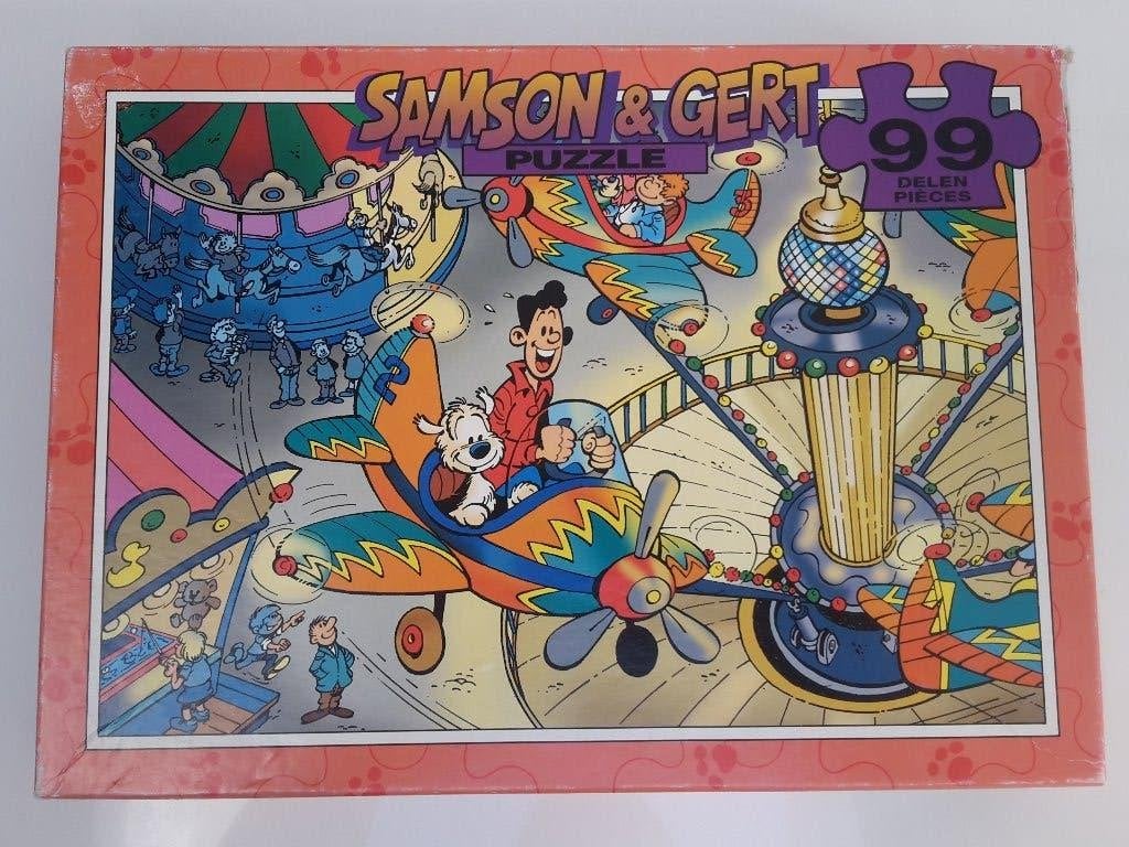 Oude puzzel van Samson en Gert, Studio 100, 23 x 32 cm, 99 s, Ophalen of Verzenden, Meer dan 50 stukjes, Gebruikt, 4 tot 6 jaar