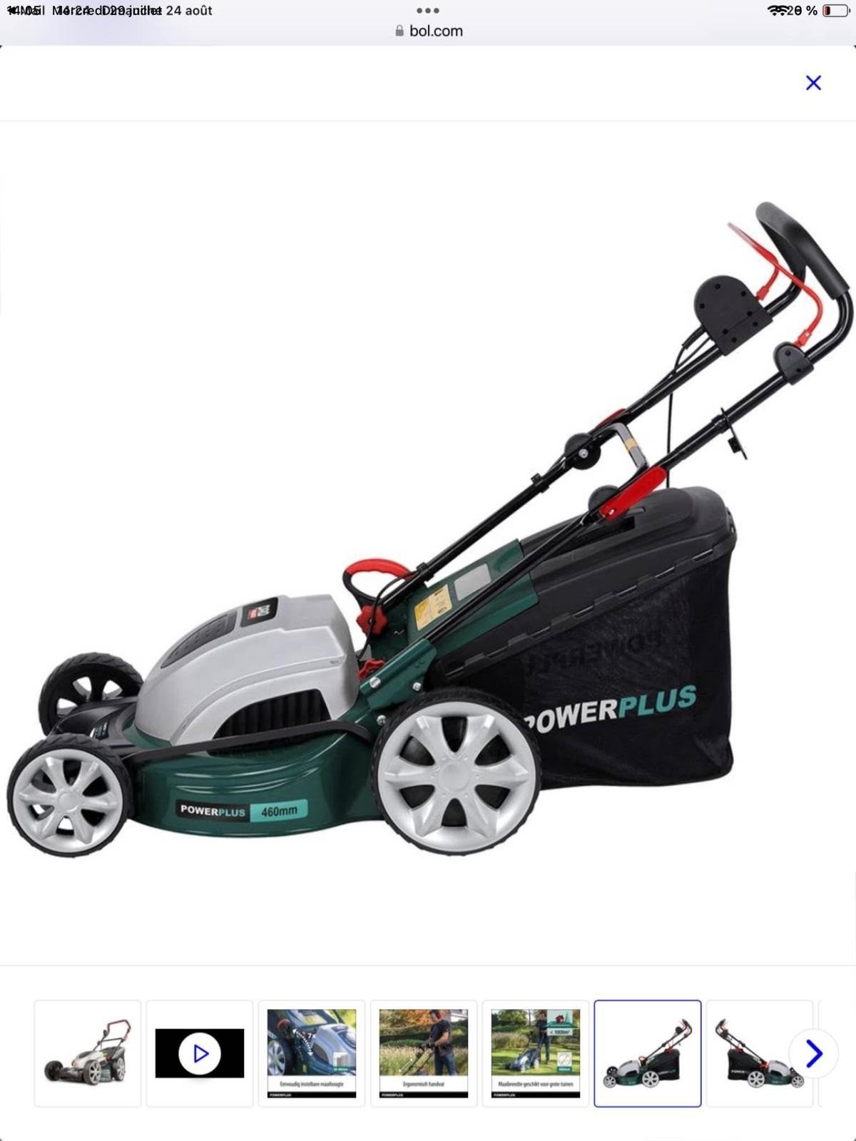 Tondeuse Powerplus POWPG10240 - 1800W - largeur coupe 46cm, 40 à 49 cm, Enlèvement, Tondeuses à gazon électriques, Comme neuf