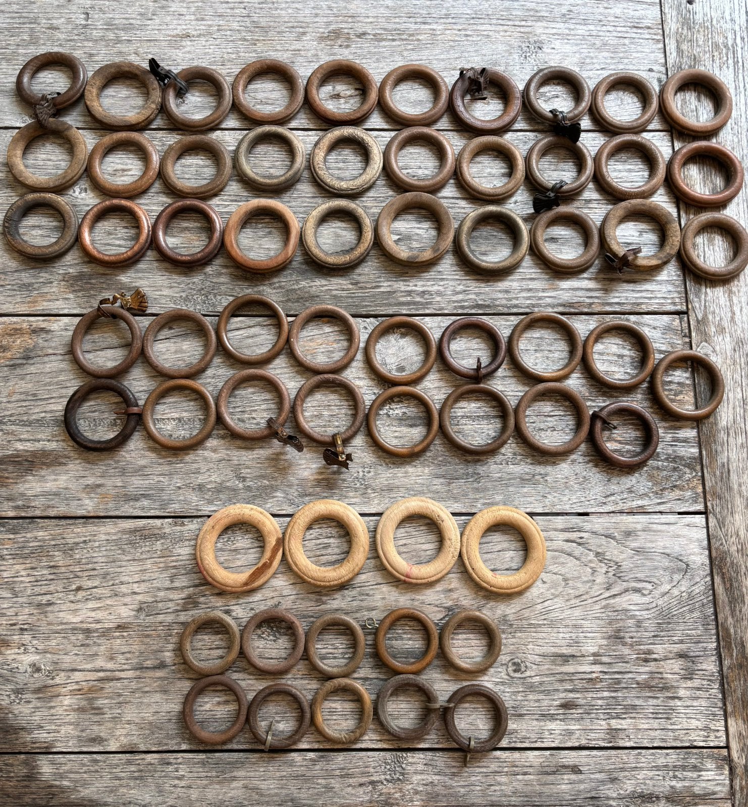 Loose parts eiken houten gordijnringen, Ophalen of Verzenden, Gebruikt