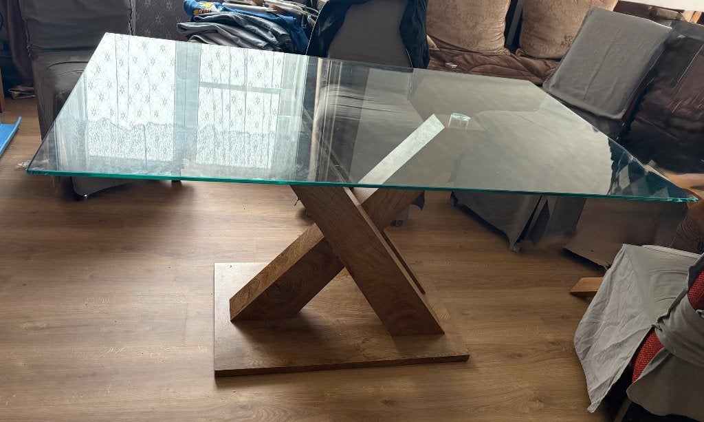 Table rectangulaire en verre, Maison & Meubles, 150 à 200 cm, Cinq personnes ou plus, Verre, Enlèvement