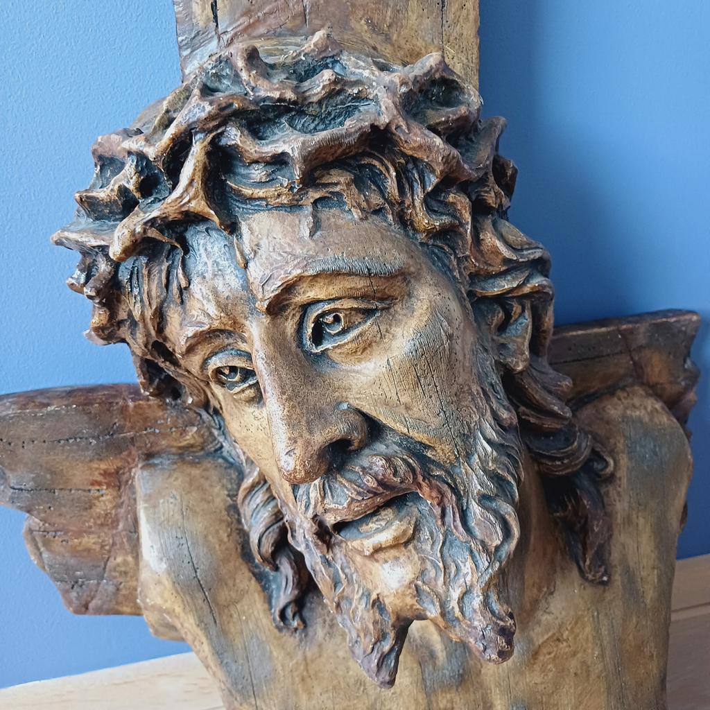 Gipsen buste van Christus gesigneerd Emil Thomasson, Antiek en Kunst, Ophalen, Buste, 20 - 50 cm, Overige materialen