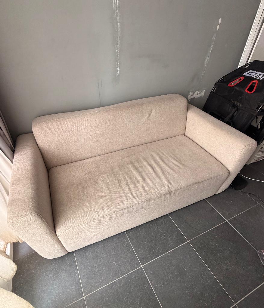 Canapé beige 3pl à rafraîchir, Enlèvement, Utilisé, Tissus, Trois personnes