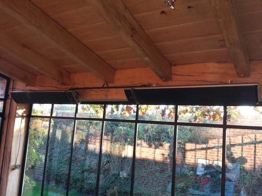 Infrarood terrasverwarmer 1800 watt, heatpanel 4 standen, Tuin en Terras, Terrasverwarmers, Nieuw, Elektrisch, Wand, Waterbestendig