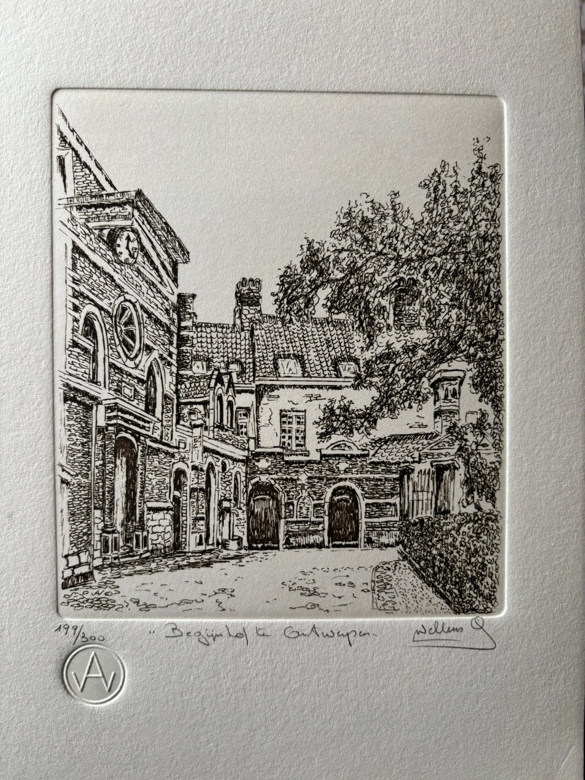 Etsen van A wellens, Ophalen, Genummerd, Landschap, 1950 - 1999