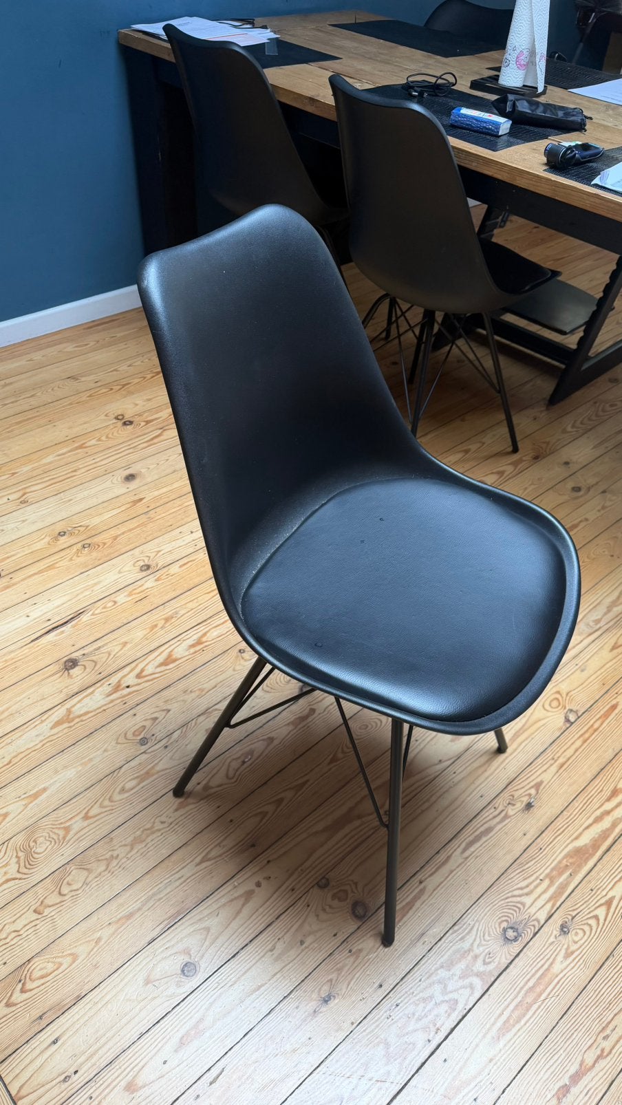 Set van 6 eetkamer stoelen zwart, Huis en Inrichting, Stoelen, Ophalen, Gebruikt, Zwart, Vijf, Zes of meer stoelen