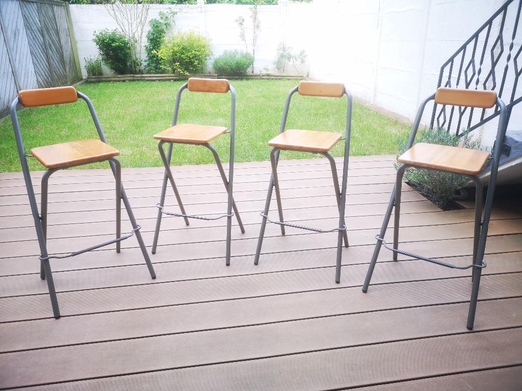 4 chaises hautes de bar pliantes (Ikea franklin), 4 tabourets, Enlèvement, Utilisé, Bois
