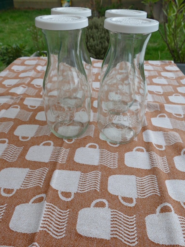 Weck - sapfles - 1/2 L - x 4, Huis en Inrichting, Ophalen, Met deksel, Pot, Bus of Blik, Glas