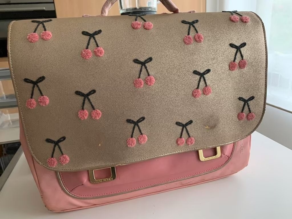 boekentas roze kersen, cherry pompon Jeune Premier, Enlèvement, Comme neuf, Rose