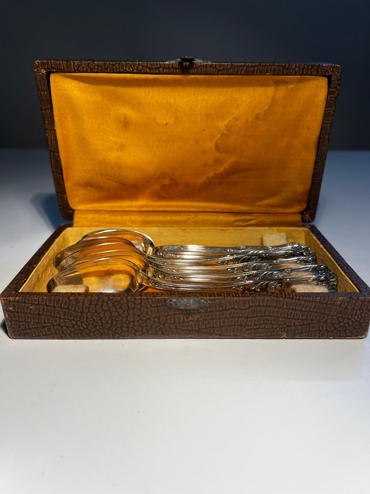 6 zilver koffielepels A800 D. BAUDOT Paris decor Louis XV, Enlèvement ou Envoi, Argent