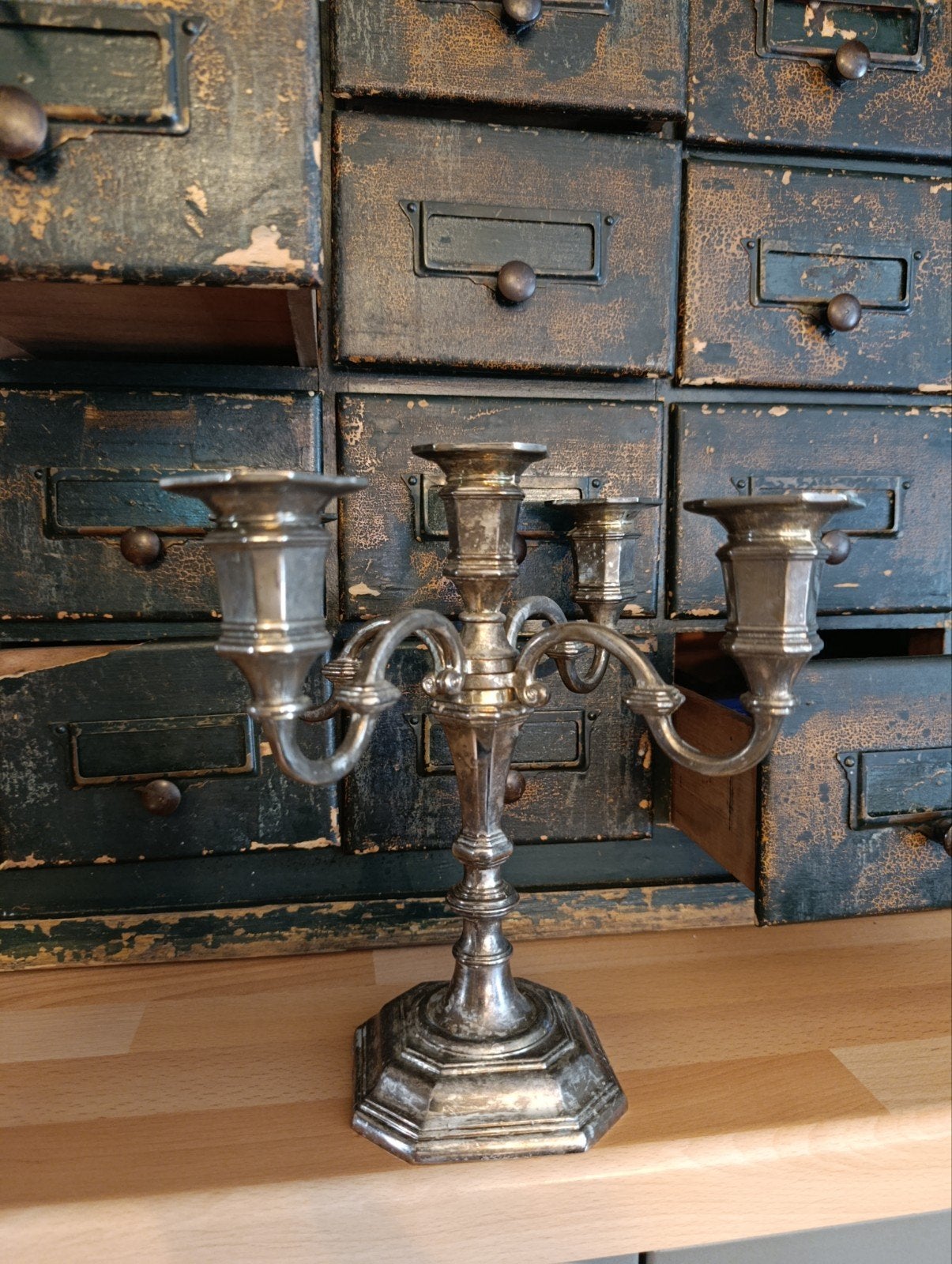 Candélabre vintage bougeoir à 3 branches, Enlèvement ou Envoi, Argent