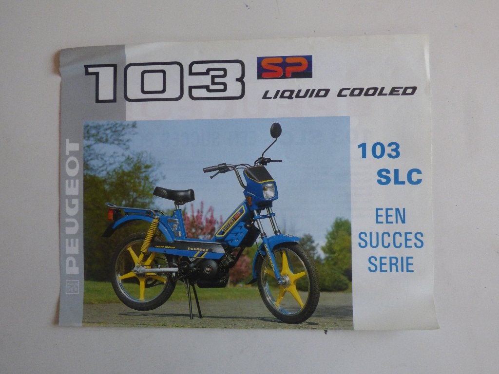 PEUGEOT 103 SLC LIQUID COOLED VERKOOPSFLYER, Ophalen of Verzenden, Gebruikt