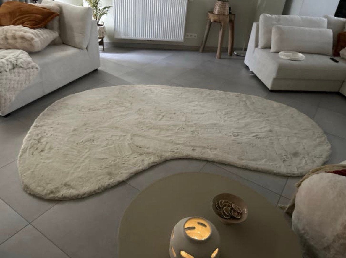 Organisch vloerkleed crème/wit 200x290 cm, Ophalen, Zo goed als nieuw, Wit