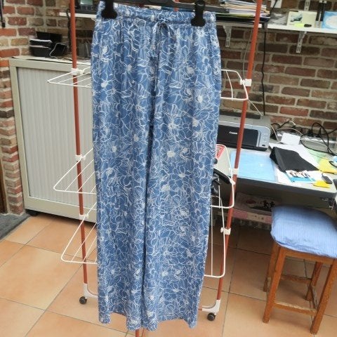 Broek nieuw blauw print elastiek taille Scapa mt 36, Neuf, Scapa, Enlèvement ou Envoi, Taille 36 (S)