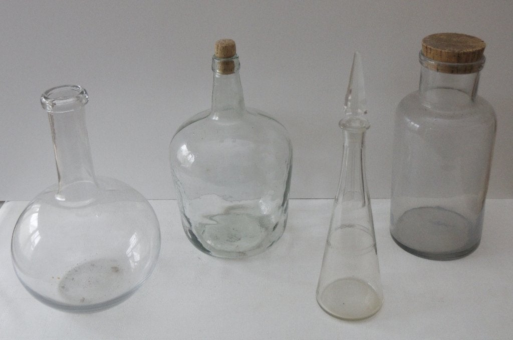 Set van 4 oude glazen kruiken, Antiek en Kunst, Ophalen