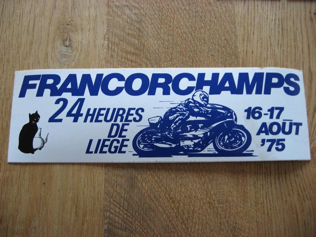 Francorchamps 24 h/u de Liege '75 Koffie zwarte kat Sticker, Ophalen, Nieuw, Auto of Motor