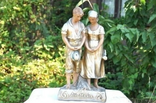 Statue angelusAvé Maria en platre 44cm, Antiek en Kunst, Kunst | Overige Kunst, Ophalen of Verzenden