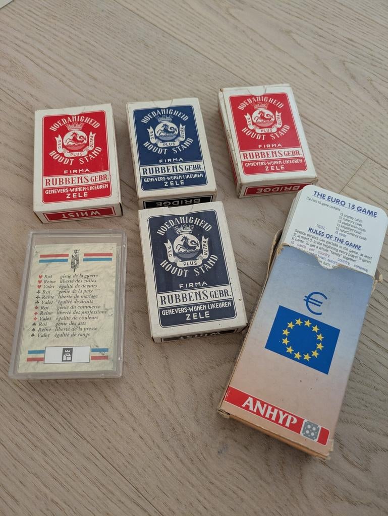 5x speelkaarten, 1x Anhyp Eurospel, Enlèvement, Carte(s) à jouer