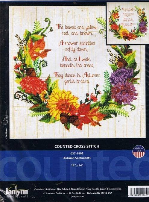 Borduurpakket Autumn Sentiments van Janlynn, Verzenden, Nieuw, Borduurpakket