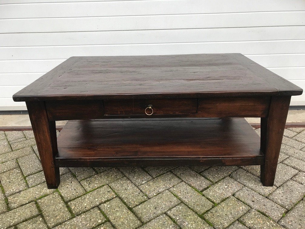 MASSIEVE OUD TEAKHOUTEN SALONTAFEL coffeetable Flamant, Antiquités & Art, Enlèvement